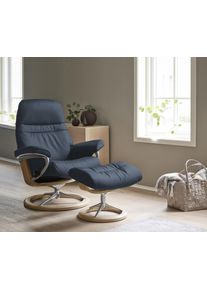Relaxsessel stressless "Sunrise", blau (oxford blau paloma), B:79cm H:103cm T:73cm, Leder BATICK: BATICK ist ein leicht korrigiertes, durchgef&auml;rbtes und genarbtes M&ouml;belleder, bei dem die meisten Unebenheiten und Spuren in der Regel entfernt wurden.;Leder PALOMA: PALOMA ist ein durchgef&auml;rbtes Semianilin-M&ouml;belleder mit nat&uuml;rlicher Narbung.;ROHLEDER Stoff Q2 FARON: Ein fester zuverl&auml;ssiger Boucl&eacute; mit