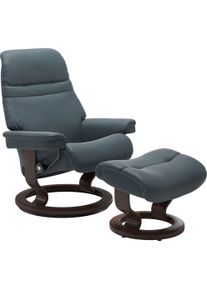 Relaxsessel stressless "Sunrise", blau (atlantic blau batick), B:79cm H:103cm T:73cm, Leder BATICK: BATICK ist ein leicht korrigiertes, durchgef&auml;rbtes und genarbtes M&ouml;belleder, bei dem die meisten Unebenheiten und Spuren in der Regel entfernt wurden.;Leder PALOMA: PALOMA ist ein durchgef&auml;rbtes Semianilin-M&ouml;belleder mit nat&uuml;rlicher Narbung.;ROHLEDER Stoff Q2 FARON: Ein fester zuverl&auml;ssiger Boucl&eacute; m