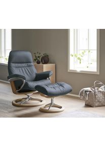 Relaxsessel stressless "Sunrise", blau (atlantic blau batick), B:92cm H:105cm T:80cm, Leder BATICK: BATICK ist ein leicht korrigiertes, durchgef&auml;rbtes und genarbtes M&ouml;belleder, bei dem die meisten Unebenheiten und Spuren in der Regel entfernt wurden.;Leder PALOMA: PALOMA ist ein durchgef&auml;rbtes Semianilin-M&ouml;belleder mit nat&uuml;rlicher Narbung.;ROHLEDER Stoff Q2 FARON: Ein fester zuverl&auml;ssiger Boucl&eacute; m