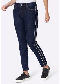 Bequeme Jeans Heine, Damen, Gr. 50, Normalgr&ouml;&szlig;en, blau (dunkelblau), 98% Baumwolle, 2% Elasthan, unifarben, 7/8-L&auml;nge, Jeans Bequeme Jeans