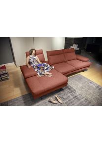 Ecksofa Calia italia "Toby Wing, B/T: 308/153 cm, Multifunktionssofa, Designsofa, L-Form", rot (rosso quebec), B:308cm H:90cm T:153cm, Synthetische Faser (100% Polyester), Sofas, Ecksofa, inkl. Sitztiefenverstellung und Armlehnfunktion, F&uuml;&szlig;e in schwarz matt