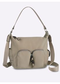 Umh&auml;ngetasche Heine, Damen, Gr. B/H/T: 35cm x 28cm x 12,5cm, taupe, Metall, Viskosemischung, unifarben, Taschen Umh&auml;ngetasche