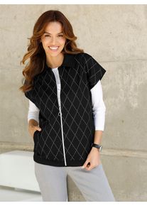Jerseyweste Classic Basics, Damen, Gr. 54, schwarz, 100% Baumwolle, gemustert, unifarben, Westen Jerseyweste