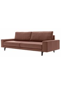 3-Sitzer "CR.450, Designsofa, Loungesofa", braun (signalbraun 534, 44), B:220cm H:85cm T:95cm, NaturLEDER OSKAR (echtes Rindsleder);Flachgewebe VICTORIA (41% Polyacryl 38% Polyester 21% Baumwolle), CREATION BY ROLF BENZ, Sofas, 3-Sitzer, Armlehne breit niedrig, Alugussf&uuml;&szlig;e in umbragrau, Breite 220 cm