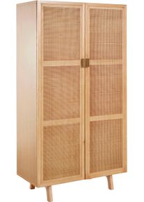 Konsolentisch LEONIQUE "Fleuriss", beige (naturfarben), B:80cm H:150cm T:42cm, Tische, Konsolentisch, Mit Rattan Einsatz, 3 Innenf&auml;cher, teilmassiv