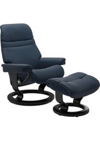 Relaxsessel stressless "Sunrise", blau (oxford blau paloma), B:88cm H:103cm T:78cm, Leder BATICK: BATICK ist ein leicht korrigiertes, durchgef&auml;rbtes und genarbtes M&ouml;belleder, bei dem die meisten Unebenheiten und Spuren in der Regel entfernt wurden.;Leder PALOMA: PALOMA ist ein durchgef&auml;rbtes Semianilin-M&ouml;belleder mit nat&uuml;rlicher Narbung.;ROHLEDER Stoff Q2 FARON: Ein fester zuverl&auml;ssiger Boucl&eacute; mit
