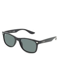Ray-Ban Junior RJ 9052S NEW WAYFARER | Dzieci okulary przeciwsłoneczne | Kwadratowe | Oprawka: Poliwęglan Czarny | Kolor szkła: Zielony Pełny Kolor