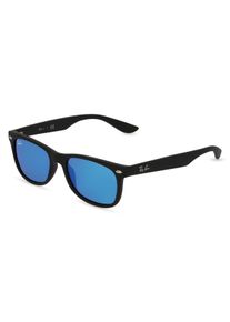 Ray-Ban Junior RJ 9052S NEW WAYFARER | Dzieci okulary przeciwsłoneczne | Kwadratowe | Oprawka: Poliwęglan Czarny | Kolor szkła: Niebieski Pełny Kolor