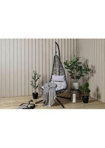 Gardenson , Grau, Schwarz , Kunststoff , 132x205x130 cm , wetterbest&auml;ndig , Gartenm&ouml;bel, Relaxm&ouml;bel, H&auml;ngesessel