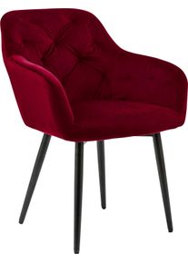 Esszimmerstuhl Salesfever "Coventry Komfortabler Polstertuhl im eleganten Stil", rot (rot, schwarz), B:61cm H:85cm T:45cm, 100% Polyester, Metall, St&uuml;hle, Esszimmerstuhl, Stilvoll mit eleganter Knopfheftung
