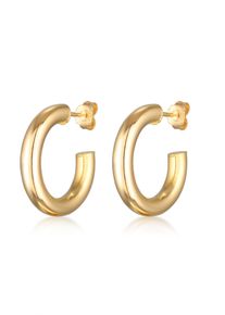 Paar Ohrstecker Elli Premium "Ohrringe Creolen Halbcreolen Ohrstecker 925 Silber" Gr. 26, gold, Ohrringe, Damen, ohne Stein, Silber 925 (Sterlingsilber), Paar Ohrstecker