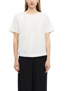Kurzarmbluse s.Oliver, Damen, Gr. 34, wei&szlig;, Web, Obermaterial: 52% Leinen, 48% Viskose, unifarben, h&uuml;ftbedeckend, Rundhals, abgesteppte Kante, Blusen Kurzarmbluse, Sommerbluse mit Bindeband im R&uuml;cken