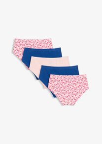bonprix Chilot panty cu bumbac moale și fundiță mică de satin (set de 5 bucăți), roz, 128/134