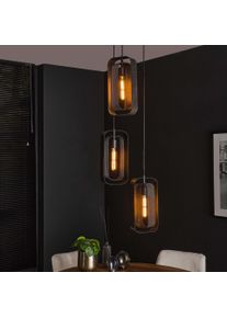 hofstein Pendelleuchte pendant light anthracite, 3-light sources