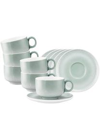 Tasse Seltmann Weiden "Milchkaffeetassen mit Untertassen Sento Home 350 ml 6er Set", gr&uuml;n (aura mint), B:16,2cm H:9,2cm &Oslash;:16,2cm, Porzellan, Trinkgef&auml;&szlig;e, Tasse, Sp&uuml;lmaschinengeeignet, Mikrowellengeeignet, Ofenfest, Salamandergeeignet, K&uuml;hlschrankgeeignet, Gefrierschrankgeeignet