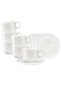 Tasse Seltmann Weiden "Cappuccinotassen mit Untertassen Sento Home 300 ml 6er Set", wei&szlig; (aura wei&szlig;), B:16,2cm H:10cm &Oslash;:16,2cm, Porzellan, Trinkgef&auml;&szlig;e, Tasse, Sp&uuml;lmaschinengeeignet, Mikrowellengeeignet, Ofenfest, Salamandergeeignet, K&uuml;hlschrankgeeignet, Gefrierschrankgeeignet