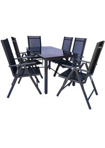 Garten-Essgruppe Vcm "7 tlg. Alu Gartenset Sitzgruppe Tisch St&uuml;hle 140SW", schwarz (anthrazit), B:140cm T:80cm, Obermaterial: 100% Metall MT., Sitzm&ouml;bel-Sets, Garten-Essgruppe