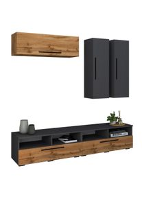 Wohnzimmertisch Vcm "Schrankwand Wohnzimmer Anbauwand Wohnwand Arila XL", braun (anthrazit, honig, eiche), B:190cm T:40cm, Tische, Wohnzimmertisch