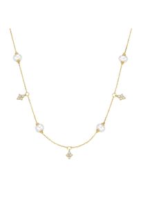 Collier "Collier S&uuml;&szlig;wasser-Perlen und Zirkonia, Silber 925", gold, Giorgio Martello MILANO, Halsketten, Damen, Silber 925 (Sterlingsilber), Collier