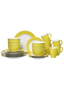 Ritzenhoff & Breker Geschirr-Set RITZENHOFF & BREKER "Kombiservice Doppio 24er Set", gelb, 24, Porzellan, Geschirr-Sets, Geschirr-Set, Sp&uuml;lmaschinengeeignet, Sp&uuml;lmaschinenfest