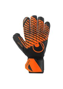 Torwarthandschuhe Uhlsport "Torwarthandschuhe FM Super Resist+ HN Kids", Kinder, Gr. 4, schwarz (schwarz, fluo orange), Obermaterial: 81% Gummi rubber. 13% Polyester PES. 6% Nylon NY., Handschuhe Torwarthandschuhe
