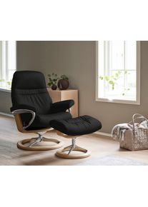 Relaxsessel stressless "Sunrise", schwarz (schwarz batick), B:92cm H:105cm T:80cm, Leder BATICK: BATICK ist ein leicht korrigiertes, durchgef&auml;rbtes und genarbtes M&ouml;belleder, bei dem die meisten Unebenheiten und Spuren in der Regel entfernt wurden.;Leder PALOMA: PALOMA ist ein durchgef&auml;rbtes Semianilin-M&ouml;belleder mit nat&uuml;rlicher Narbung.;ROHLEDER Stoff Q2 FARON: Ein fester zuverl&auml;ssiger Boucl&eacute; mit 