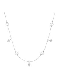 Collier "Collier S&uuml;&szlig;wasser-Perlen und Zirkonia, Silber 925", silber, Giorgio Martello MILANO, Halsketten, Damen, Silber 925 (Sterlingsilber), Collier
