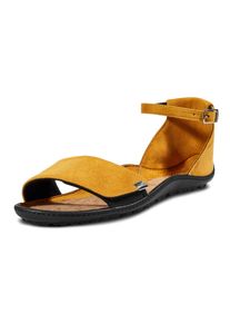Barfu&szlig;schuh Leguano "JARA", Damen, Gr. 44, gelb (senfgelb), Lederimitat, Textil, Velourslederimitat, Schuhe Barfu&szlig;schuh, Sommerschuh, Sandale, Sandalette, mit praktischem Klettverschluss