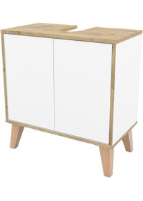Waschtisch Welltime, wei&szlig;, B:60cm H:63cm T:32,5cm, ABS-Kunststoff, Holzwerkstoff, Waschtische, Waschtisch