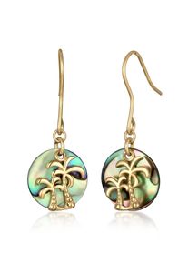 Paar Ohrh&auml;nger Elli "Ohrringe Ohrh&auml;nger Palme Fashion 925 Silber vergoldet" Gr. 22, gold, Ohrringe, Damen, mit Stein, Silber 925 (Sterlingsilber), Paar Ohrh&auml;nger
