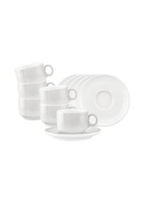 Espressotasse Seltmann Weiden "Espressotassen mit Untertassen Sento Home 80 ml 6er Set", wei&szlig; (aura wei&szlig;), B:12cm H:6,8cm &Oslash;:12cm, Porzellan, Trinkgef&auml;&szlig;e, Espressotasse, Sp&uuml;lmaschinengeeignet, Mikrowellengeeignet, Ofenfest, Salamandergeeignet, K&uuml;hlschrankgeeignet, Gefrierschrankgeeignet
