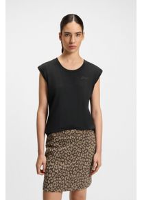 Rundhalsshirt BOSS Orange "Elai Premium Damenmode", Damen, Gr. S, schwarz (schwarz 001), Jersey, Obermaterial: 100% Baumwolle, unifarben, relaxed fit, Rundhals, Shirts Rundhalsshirt, im Relaxed Fit, &auml;rmellos
