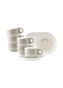 Espressotasse Seltmann Weiden "Espressotassen mit Untertassen Sento Home 80 ml 6er Set", beige (aura cream), B:12cm H:6,8cm &Oslash;:12cm, Porzellan, Trinkgef&auml;&szlig;e, Espressotasse, Sp&uuml;lmaschinengeeignet, Mikrowellengeeignet, Ofenfest, Salamandergeeignet, K&uuml;hlschrankgeeignet, Gefrierschrankgeeignet