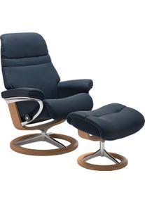 Relaxsessel stressless "Sunrise", blau (oxford blau paloma), B:79cm H:103cm T:73cm, Leder BATICK: BATICK ist ein leicht korrigiertes, durchgef&auml;rbtes und genarbtes M&ouml;belleder, bei dem die meisten Unebenheiten und Spuren in der Regel entfernt wurden.;Leder PALOMA: PALOMA ist ein durchgef&auml;rbtes Semianilin-M&ouml;belleder mit nat&uuml;rlicher Narbung.;ROHLEDER Stoff Q2 FARON: Ein fester zuverl&auml;ssiger Boucl&eacute; mit