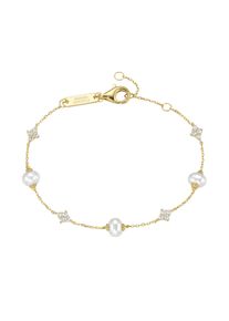 Armband "Armband S&uuml;&szlig;wasser-Perlen und Zirkonia, Silber 925", gold, Giorgio Martello MILANO, Armb&auml;nder, Damen, Silber 925 (Sterlingsilber), Armband