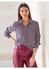 Langarmbluse Heine, Damen, Gr. 50, bunt (bordeaux, moos, bedruckt), 100% Viskose, bedruckt, gemustert, mehrfarbig, Blusen Langarmbluse