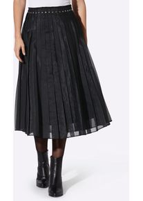 Plisseerock Heine, Damen, Gr. 44, schwarz, 100% Polyester, unifarben, wadenlang, R&ouml;cke Plisseerock