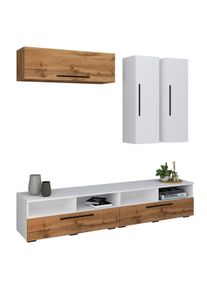 Wohnzimmertisch Vcm "Schrankwand Wohnzimmer Anbauwand Wohnwand Arila XL", braun (wei&szlig;, honig, eiche), B:190cm T:40cm, Tische, Wohnzimmertisch
