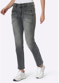 Bequeme Jeans Heine, Damen, Gr. 50, Normalgr&ouml;&szlig;en, grau denim, 99% Baumwolle, 1% Elasthan, unifarben, lang, Jeans Bequeme Jeans