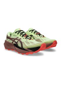 Trailrunningschuh asics "TRABUCO 14", Herren, Gr. 49, gr&uuml;n (illuminate gelb, umeboshi), Synthetik, Schuhe Trailrunningschuh, profiliertes Laufsohlenprofil, mit Gummilaufsohle, mit Schn&uuml;rung