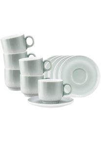 Tasse Seltmann Weiden "Cappuccinotassen mit Untertassen Sento Home 300 ml 6er Set", gr&uuml;n (aura mint), B:16,2cm H:10cm &Oslash;:16,2cm, Porzellan, Trinkgef&auml;&szlig;e, Tasse, Sp&uuml;lmaschinengeeignet, Mikrowellengeeignet, Ofenfest, Salamandergeeignet, K&uuml;hlschrankgeeignet, Gefrierschrankgeeignet