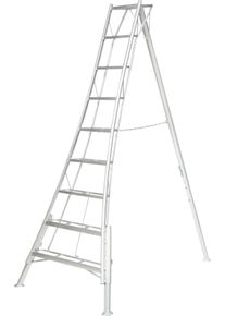 Vielzweckleiter NIWAKI, silberfarben, B:127cm H:270cm L:210cm, Aluminium, Leitern, Vielzweckleiter, Gartenleiter, gleicht Unebenheiten im Gel&auml;nde aus