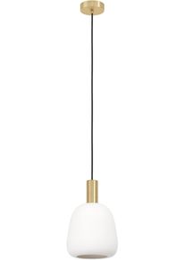 Eglo H&auml;ngeleuchte "MANZANARES Pendellampe, Stahl und Glas, E27, Esstischlampe, Lampe", gold (messingfarben, goldfarben), &Oslash; 22,5cm H: 110cm, 1 Stk., Leuchten, H&auml;ngelampe, H110 x &Oslash;22,5 cm, messing-geb&uuml;rstet, gold, 1X40W exkl., H&auml;ngeleuchte