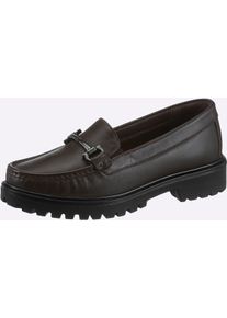 Slipper Heine, Damen, Gr. 41, braun, Glattleder, Leder, Rindsleder, Schuhe Slipper