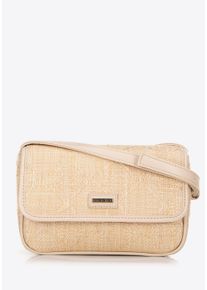 Wittchen Dames gevlochten crossbody tas met klep, klein, beige, polypropyleen