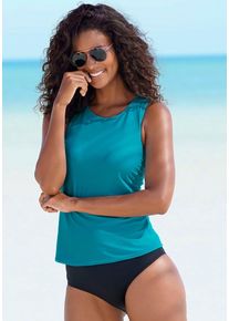 Bade-Shirt Lascana, Damen, Gr. 52/54, N-Gr, blau (t&uuml;rkis), Polyamid, unifarben, Bikini-Oberteile Bade-Shirt, mit Unterbrustgummi