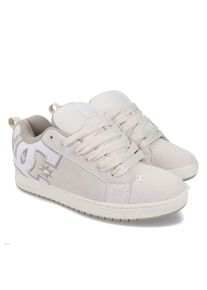 Schn&uuml;rschuh DC Shoes "Court Graffik", Herren, Gr. 6,5(38,5), sanftes wei&szlig;, wei&szlig;, tan, Obermaterial: Leder (Kuh) / Futter: Textil / Au&szlig;ensohle: Gummi., Schuhe Schn&uuml;rschuh