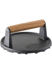 R&ouml;sle Burgerpresse R&Ouml;SLE "BBQ Gewicht, 25231", schwarz, &Oslash;:17,7cm, Gusseisen, K&uuml;chenpressen, Burgerpresse, Barbecue-Gewicht zum schnelleren Garen, Gusseisen, Holzgriff, 17,5 cm