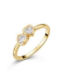 Fingerring Firetti "Schmuck Geschenk Silber 925 Damenring Ring Herzen" Gr. 60, gold (gelbgoldfarben, kristallwei&szlig;), Fingerringe, Damen, 60, Silber 925 (Sterlingsilber), 2mm, Fingerring, mit Zirkonia (synth.)