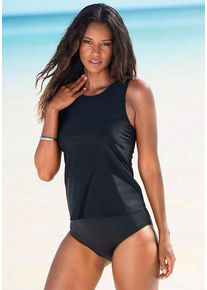 Bade-Shirt Lascana, Damen, Gr. 52/54, N-Gr, schwarz, Polyamid, unifarben, Bikini-Oberteile Bade-Shirt, mit Unterbrustgummi